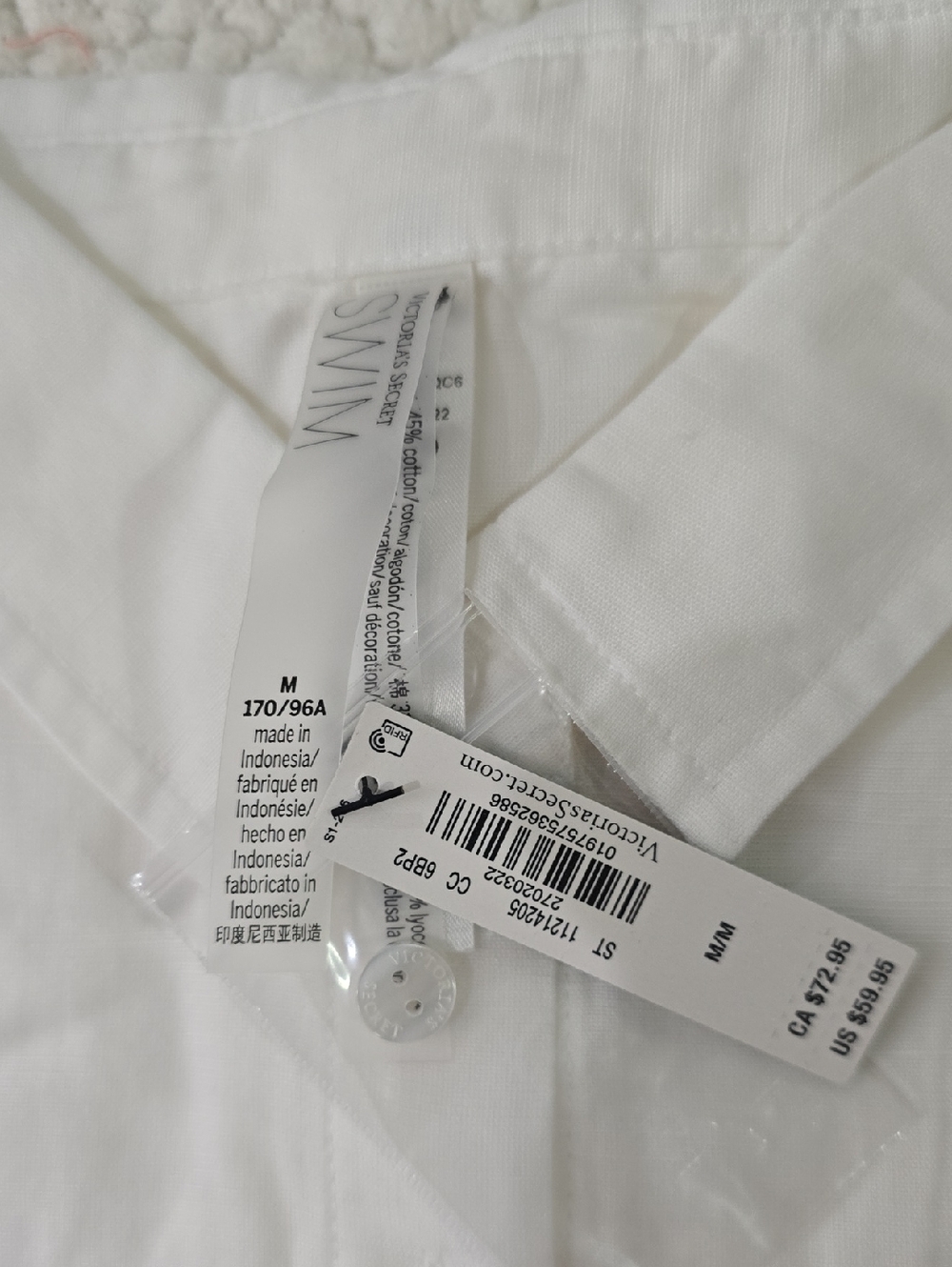 Victoria's Secret Swim Boyfriend Shirt Dress NWT Med White - Picture 7 of 8